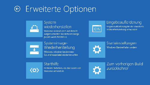 Windows Erweiterte Optionen