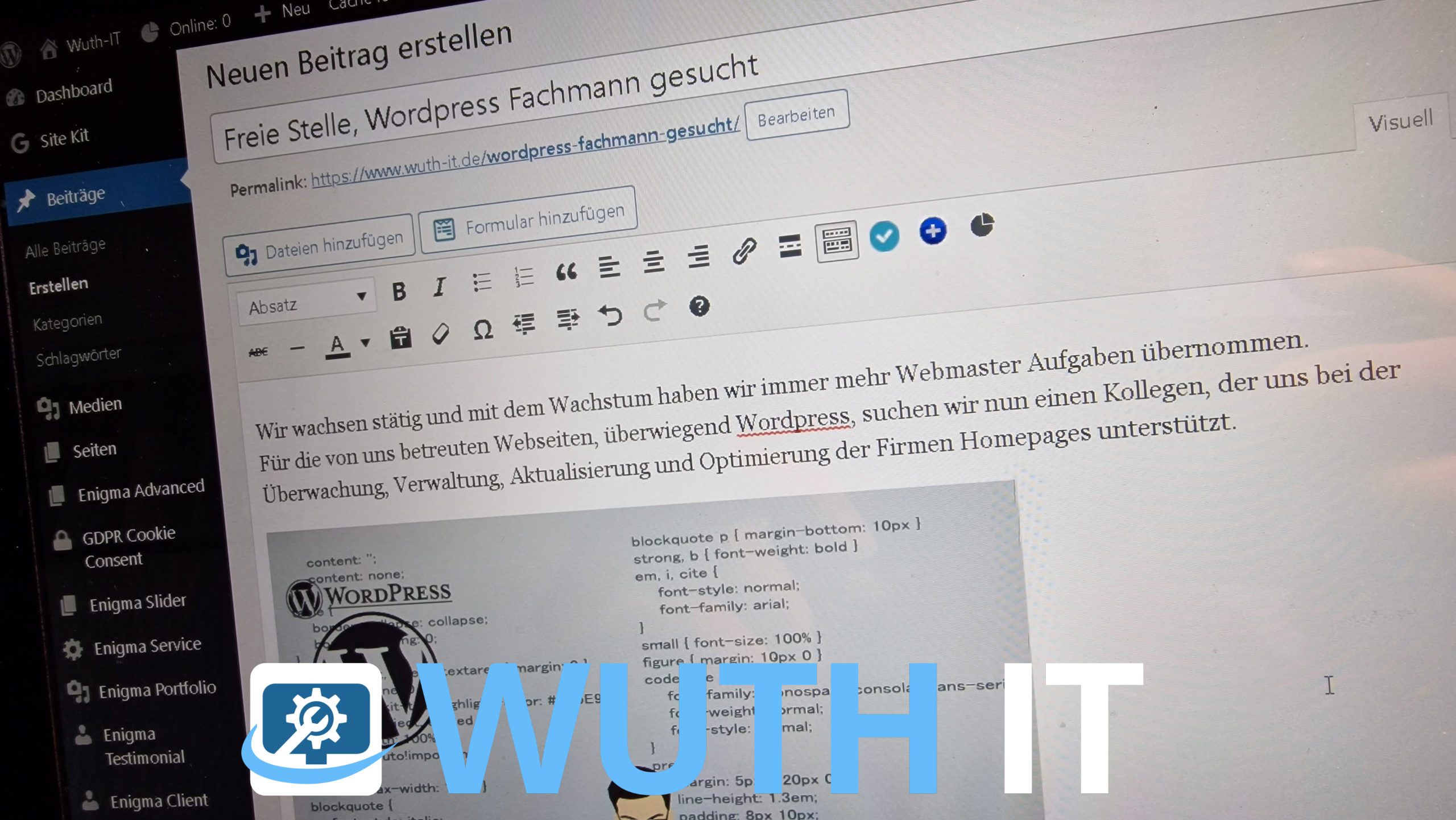 WordPress Fachmann gesucht